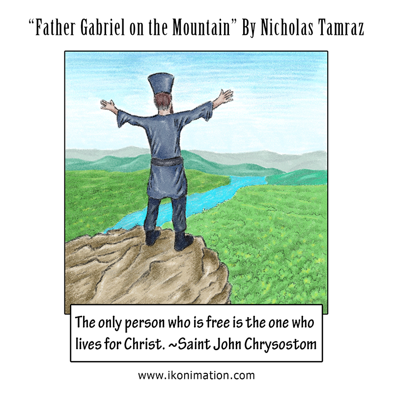 Father Gabriel on the Mountain Comic by Nicholas Tamraz