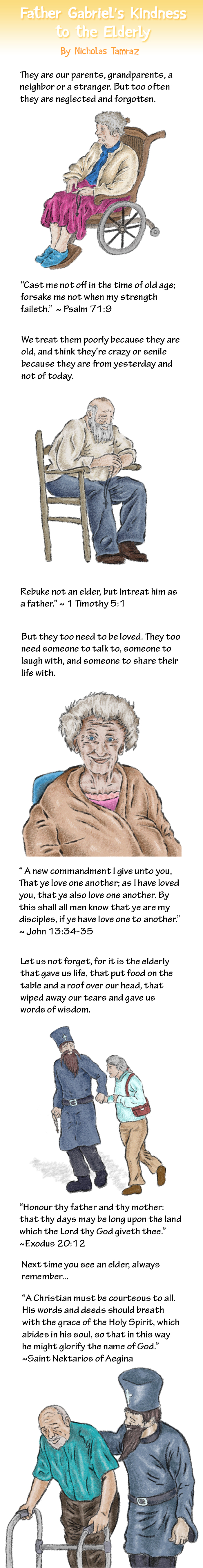 Father Gabriel’s Kindness to the Elderly Comic by Nicholas Tamraz